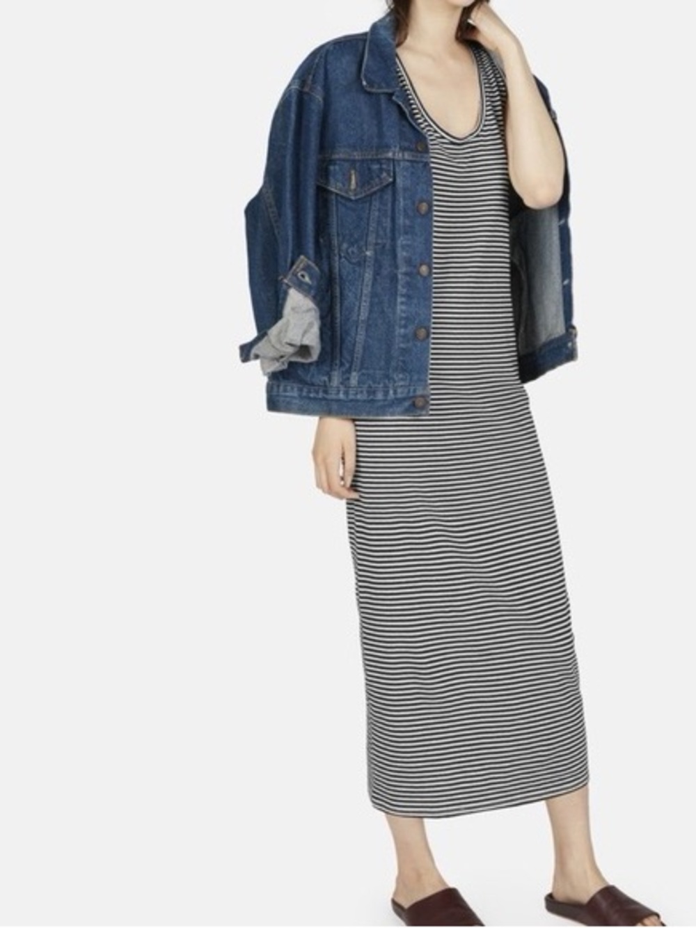 Everlane Striped Maxi Tank Dress Size Medium - Picture 3 of 8